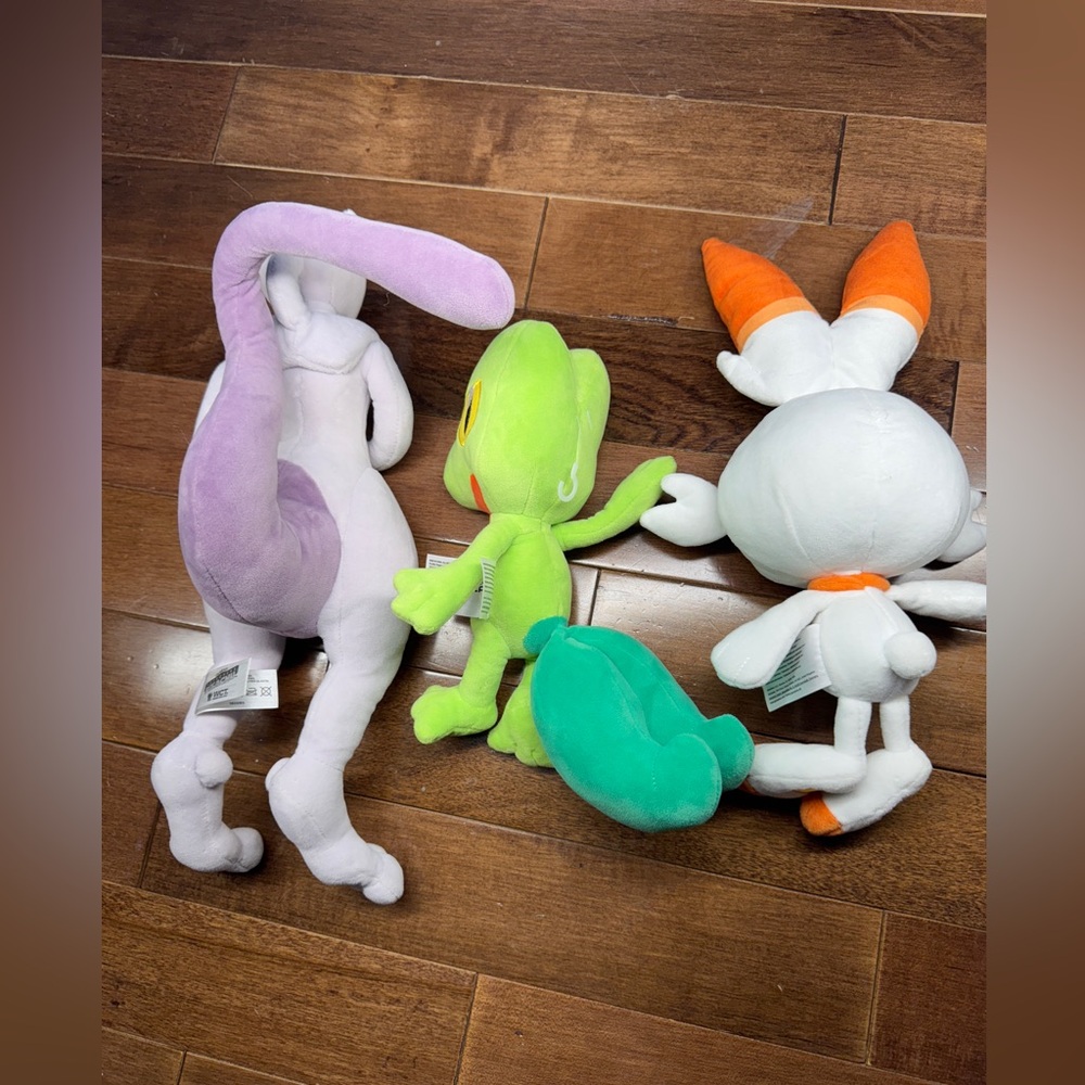 Pokémon Plush Scorbunny, Treecko & MEWTWO Stuffed toys bundle - Picture 2 of 9